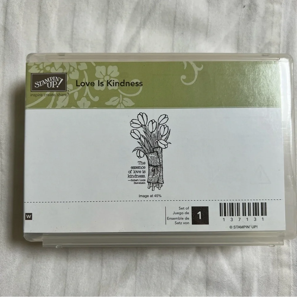 Stampin Up Love Kindness Tulip Valentine Flowers Retired Stamp Rubber Wood Mount